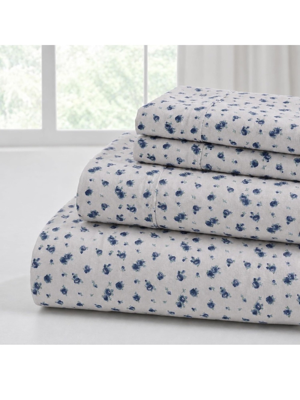 Modern Threads 4pc Soft Microfiber Queen Sheets w/Deep Pockets~Sweet Rose Blue